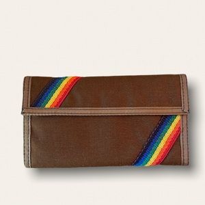 Vintage 80’s Nylon Rainbow Velcro Checkbook Wallet